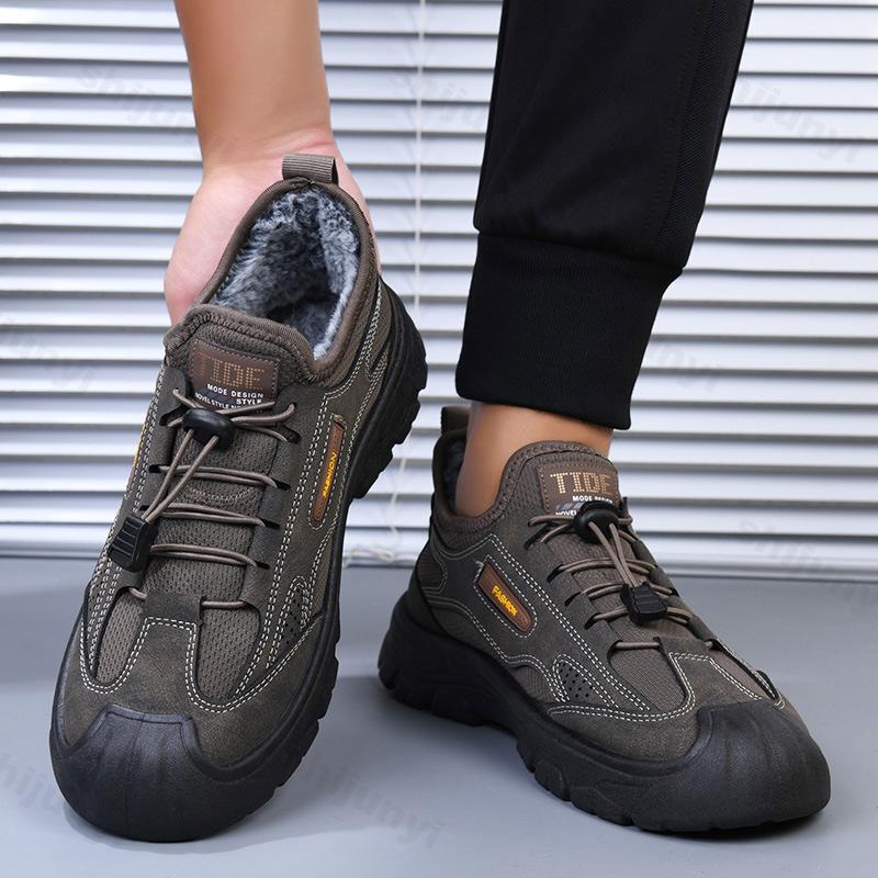 Men's Warm Cotton Shoes 2026 Winter Thicken Plush Fashion Vintage Casual Shoes Outdoor Non Slip Soft Sole Comfortable Sneakers