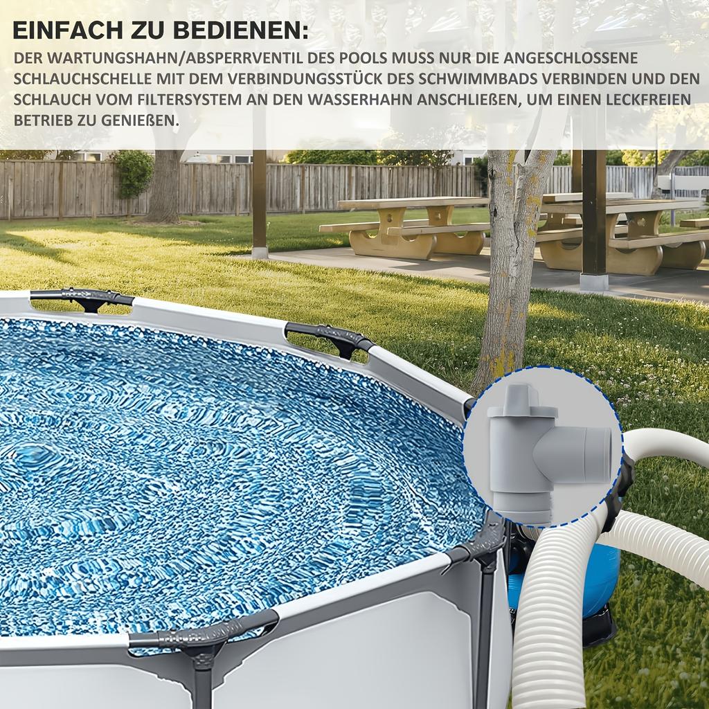 9-Piece Set (Includes 2 Valves, 6 Hose Clamps, 1 Roll Of Tape) Swimming Pool Accessories, Including A Stop Valve, Suitable For 32mm Hose Connections