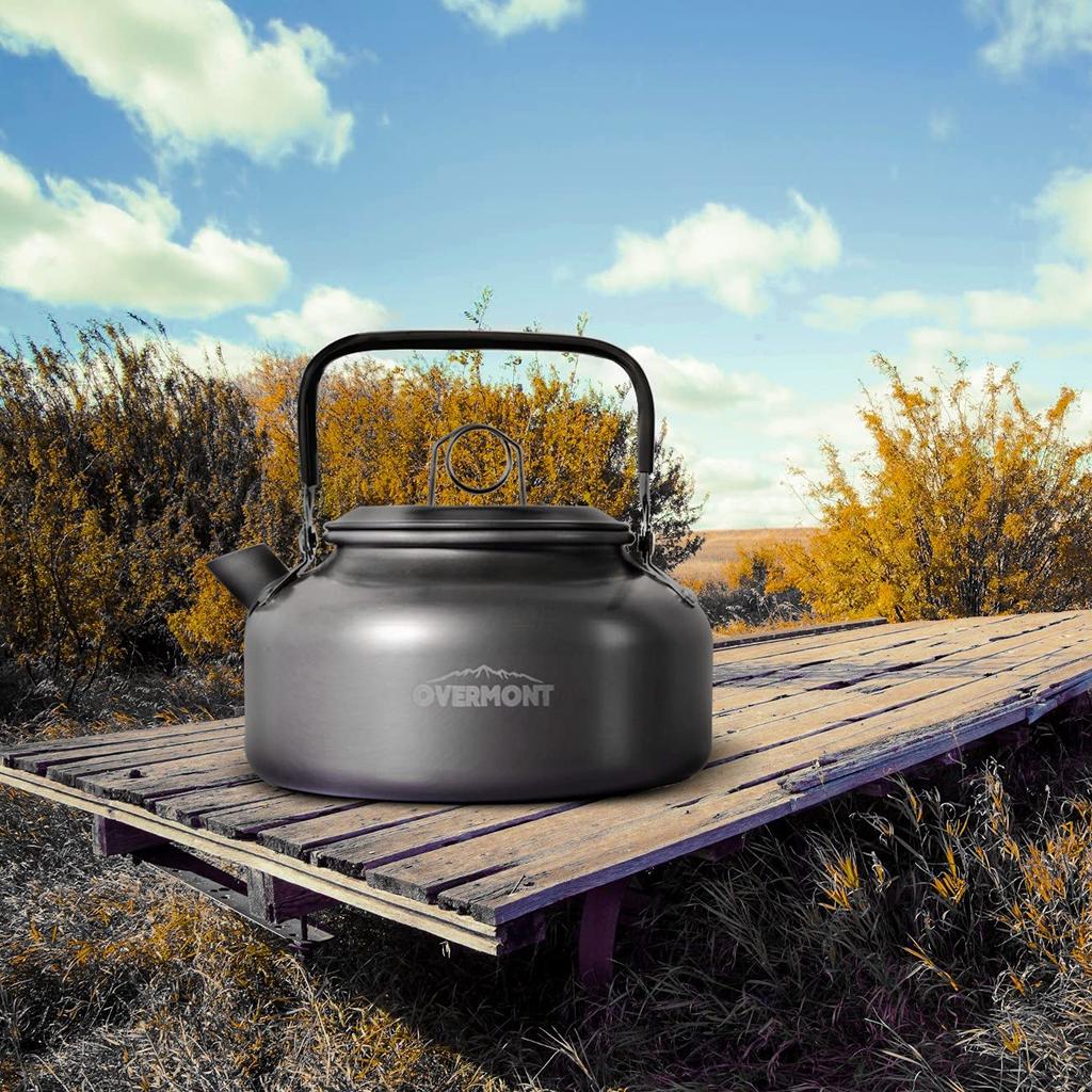 Overmont DS-300 Aluminium Kochgeschirr-Set, Outdoor Topf und Wasserkocher, Camping Kochgeschirr, Aufbewahrungstasche inklusive, Geeignet für 2-3 Personen