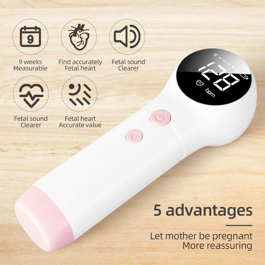 Tragbarer Fetaldoppler-Monitor mit 2,5 MHz für den Heimgebrauch, Baby-Herzfrequenzmesser für die Schwangerschaft, Handheld-Herzschlagmonitor für Babys