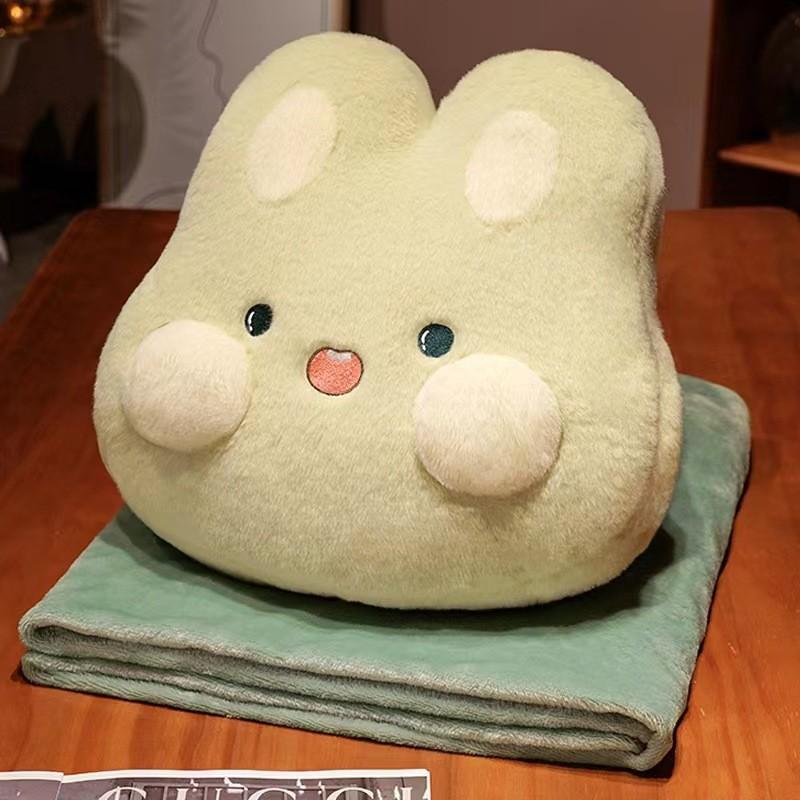 Rabbit Frog Fox Plush Toys Blanket Animal Doll  Nap Hug Pillow Washable