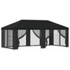 Pavilion with Side Walls 6 X 3 M Black Polyester and Steel