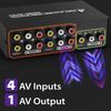 Fosmon RCA Splitter AV Selector 4 Inputs 1 Output Stereo Switching Box RCA Composite AV Cable Included 1 Compatible with and Game Consoles 4-Way & —