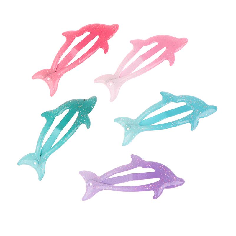 5Pcs Colorful Glitter Dolphin Bb Hair Side Clips Barrettes For Girls Women Child Holiday Party Gift Hair Accessories Headwear