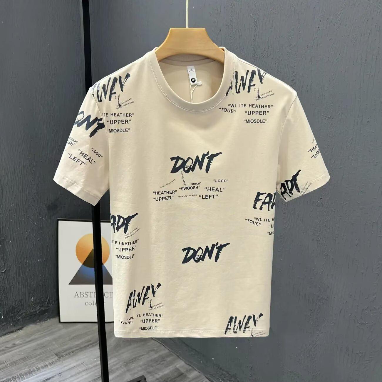 

Мужская летняя футболка с коротким рукавом и круглым вырезом 2025 - Молодежный универсальный трендовый топ 3XL