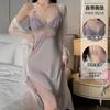 Women's Silky Mesh Padded Sleep Dress with Robe Lounge Set for Summer