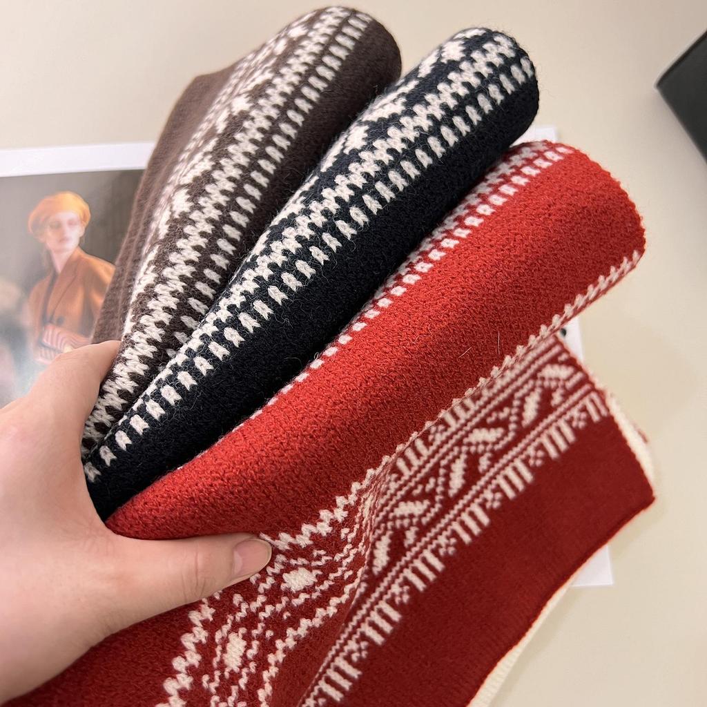 Damen Wollmischung Schneeflocken Strickschal - Dick Warmer Schlauchschal für Herbst/Winter 2025