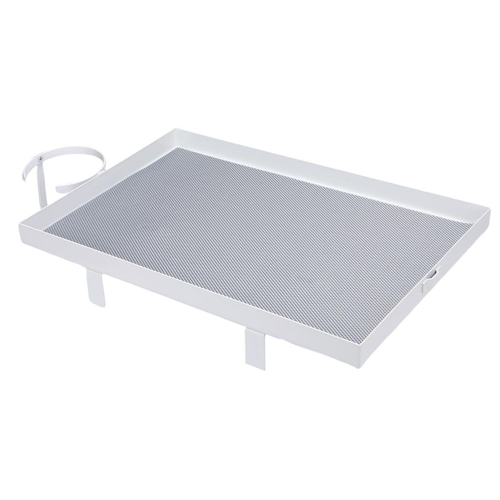 Bedside Shelf with Cup Holder Carbon Steel Bunk Bed Tray Clip On Nightstand with Hooks for College Dorm Room Table