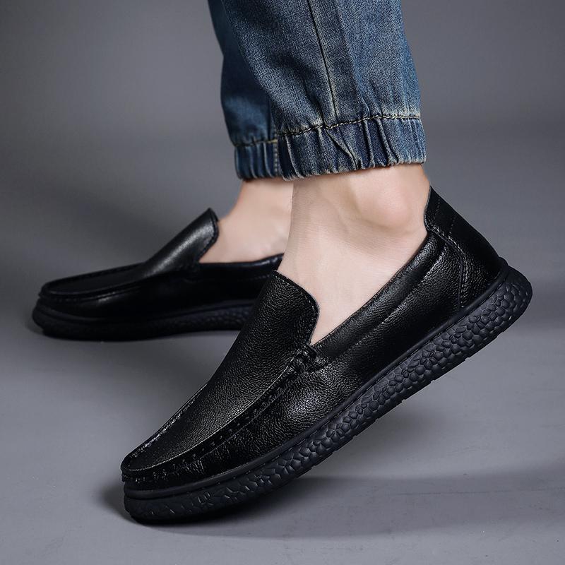 

Белая обувь мужская на плоской подошве лоферы туфли-лодочки с мягкой подошвой для вождения противоскользящая повседневная из натуральной кожи новая повседневная обувь на один шаг 38 чёрный