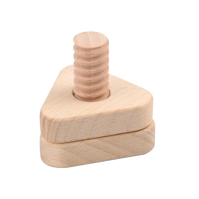 Beech Wood Geometric Shape Screw-Driving Montessori Toy for Fine Motor Skills & Hand-Eye Coordination