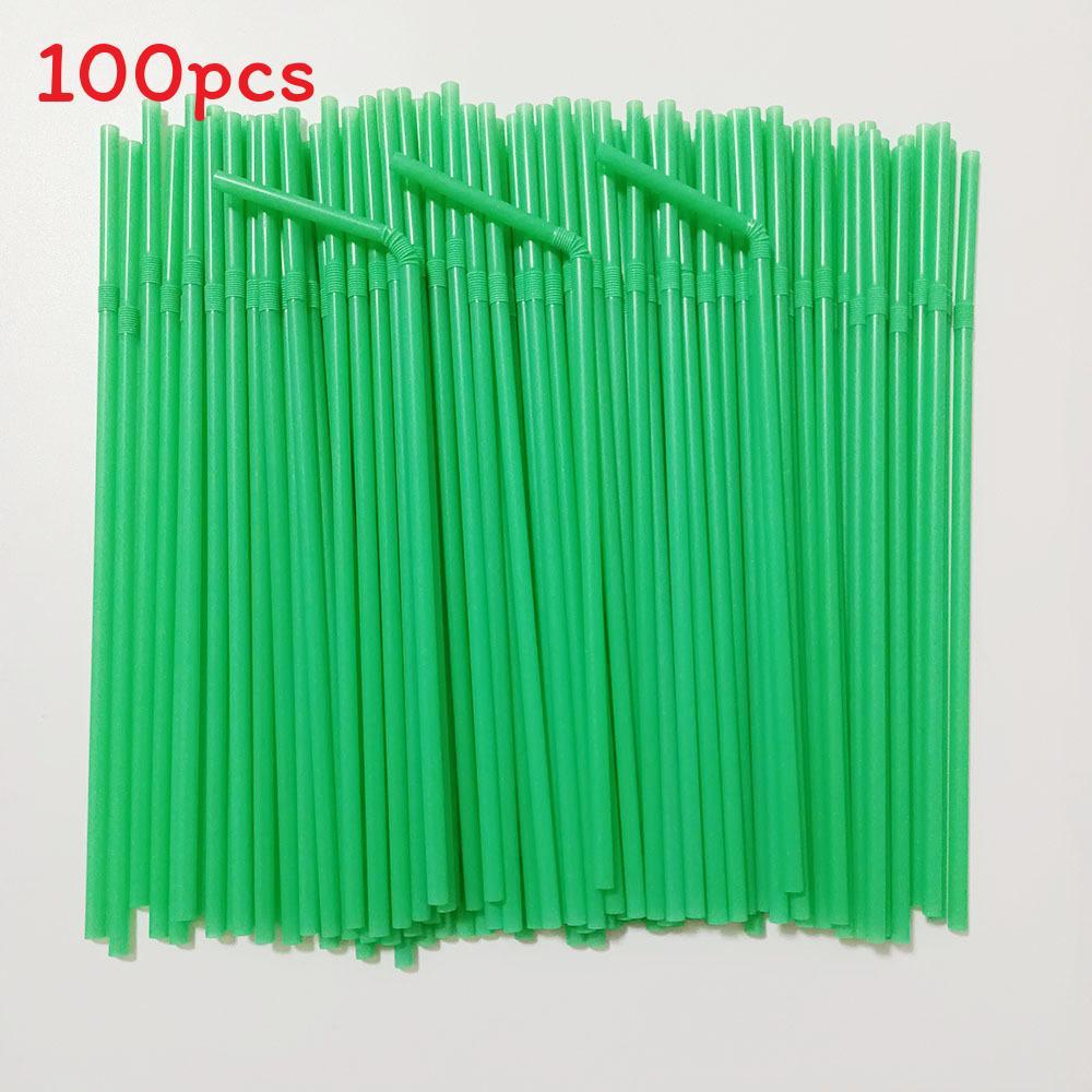 Food Grade Colored Flexible Plastic Drinking Straws For Juice And Milk Tea 100 Pack