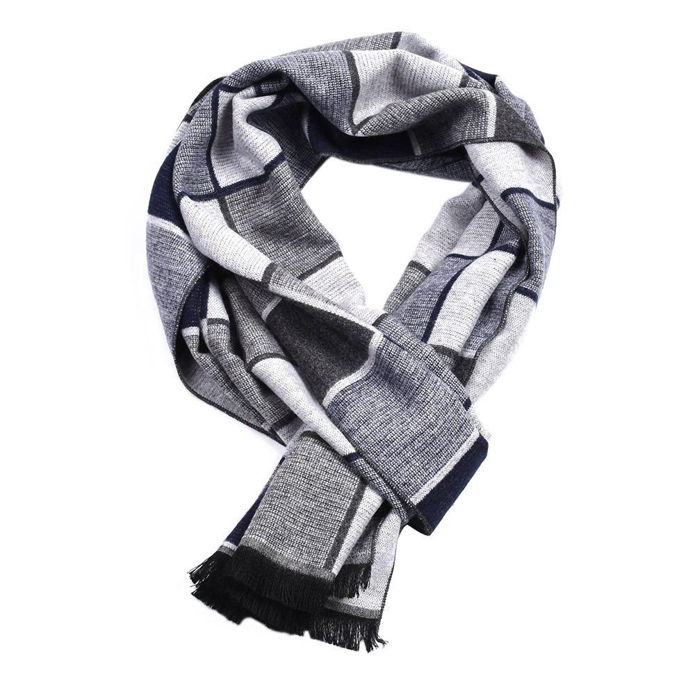 Autumn Business Men Scarves Luxury Plaid Knitted Pashmina Shawl Male Winter Designer Cashmere Scar