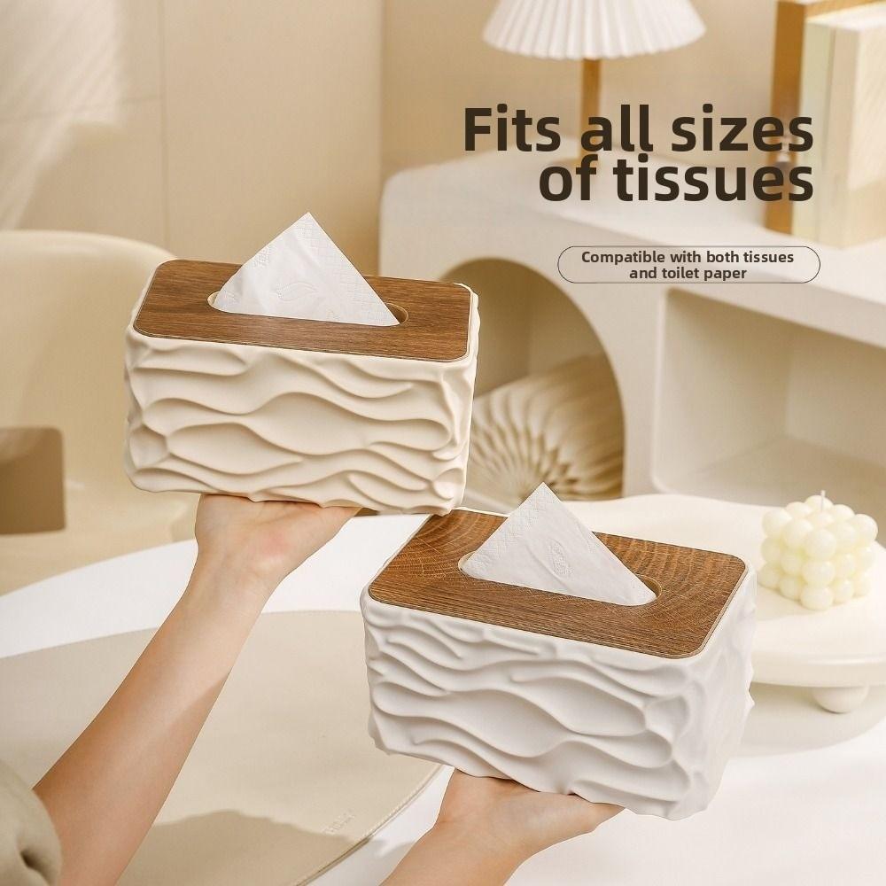 Elegant Tissue Storage Box Ripple Design Minimalist Light Luxury Napkin Holder Large Capacity Anti-slip