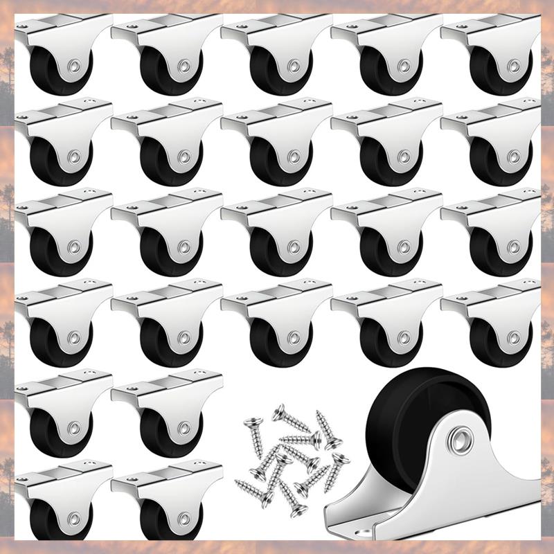 

2025 Trend Small Caster Rigid Non-Swivel Fixed Caster With Metal Top Plate For Furniture, Small Appliances With Screws As Shown 24PCS