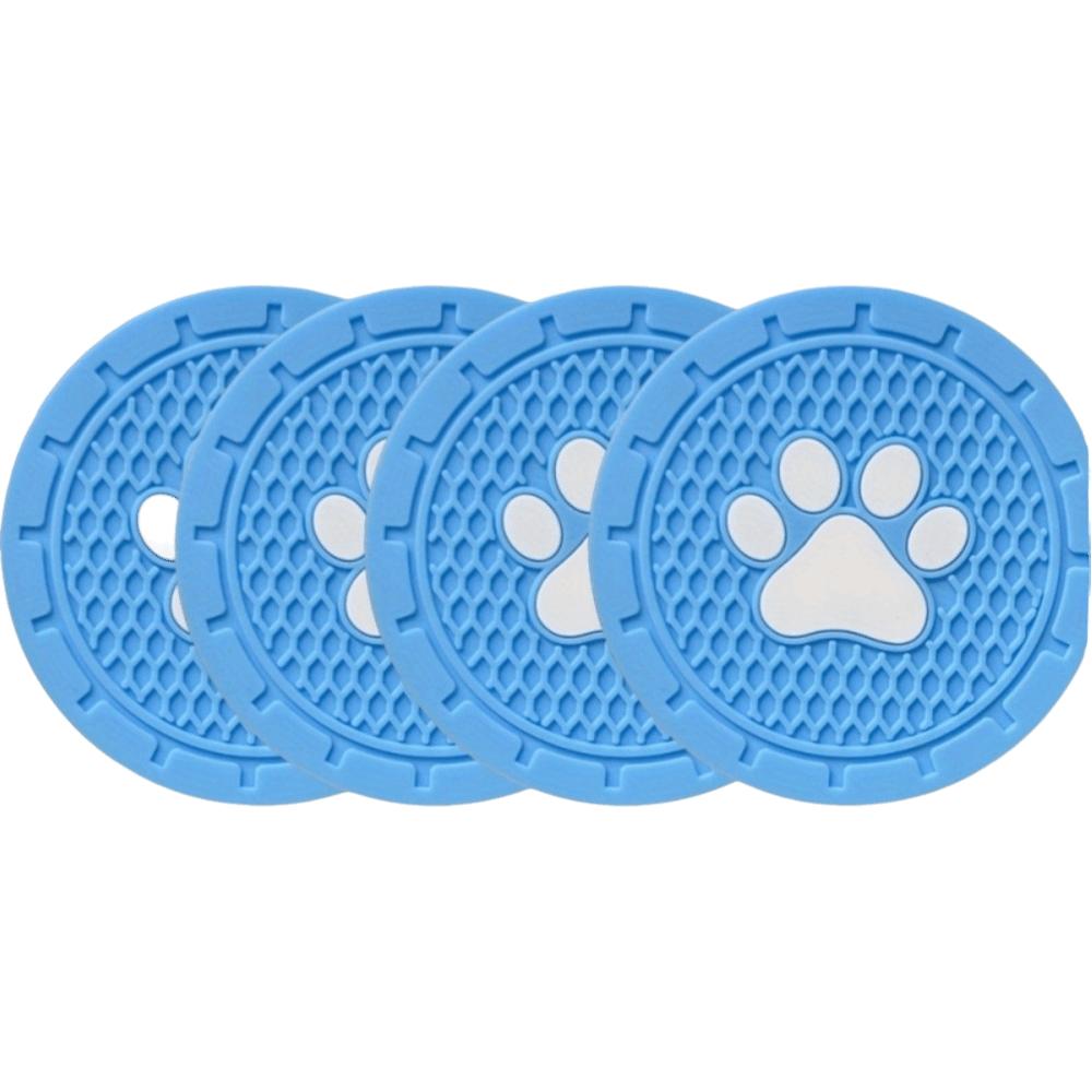 4pcs Strong Wear-Resistan Car Cup Holder Coaster Paw Print Design Universal Cup Mats  Most Vehicles