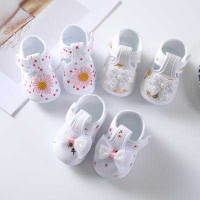 Summer Newborn Girls' Canvas Shoes Bow Knot Floral Casual Breathable Sweet Learning Walking Shoes