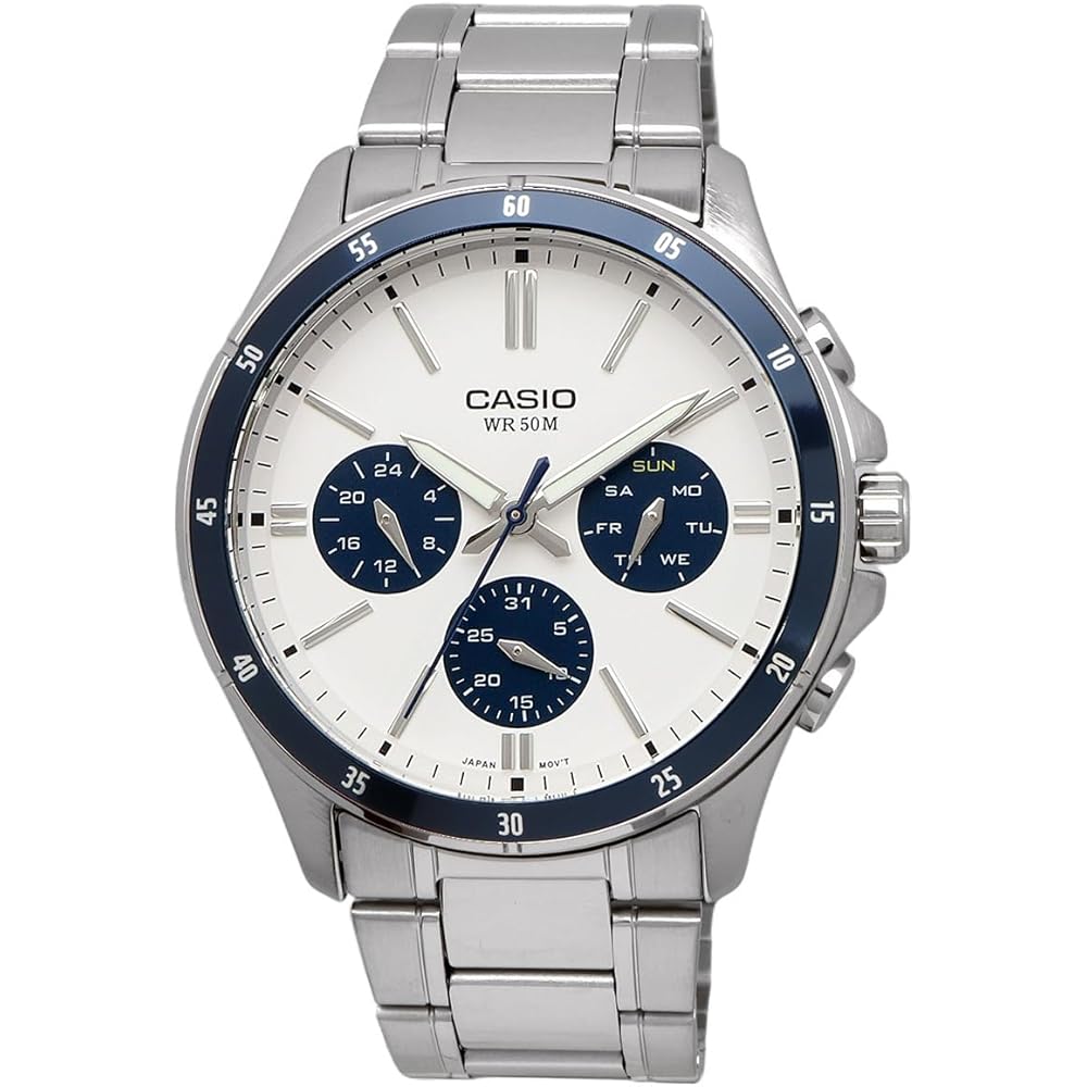 Casio Standard Quartz Men's Watch MTP-1374D-7A2V 24-Hour Display Silver Stainless Steel White Dial