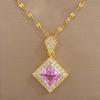 Titanium Steel Rhombus Pendant Necklace & Earrings Set - Elegant Jewelry for Banquets