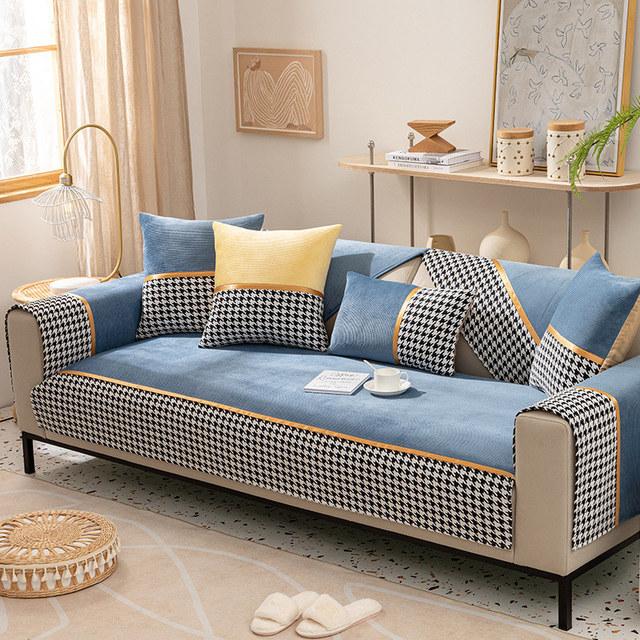 

Чехол для дивана из синели в скандинавском стиле, бархатный угловой чехол для дивана, чехол для дивана, секционная подушка для дивана для гостиной Cushion cover30x50cm синий