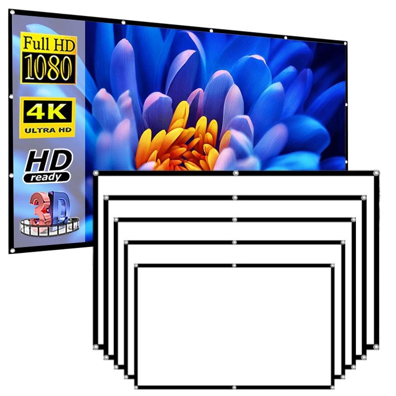 Compact Portable Anti-Light Projector Screen Flexible Use 60/72/84/100/120 Inches for Travel