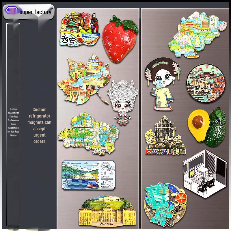 Metal Bottle Opener Scenic Landmark UV Relief Rotating Refrigerator Magnet 60mm золотой