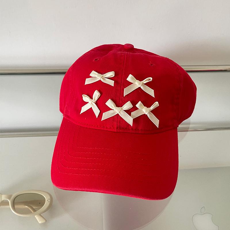 Spring and summer soft top baseball cap versatile bow sweet visor casual sun protection cap female tide