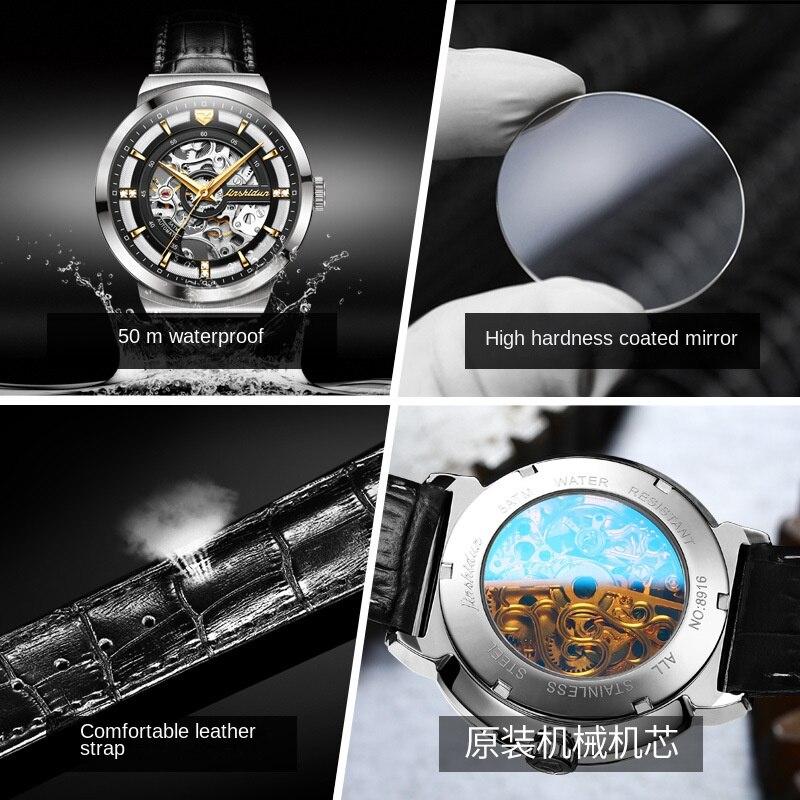 JINSHIDUN-Neue Business- und Freizeit-Herrenuhr Automatische mechanische Uhr Hohlleder High-End-Uhr