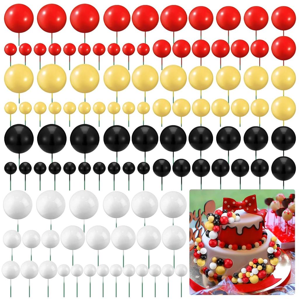108 Stück Kugeln Kuchenaufsatz Ballons Cupcake-Aufsatz DIY Kuchen Einstecker Aufsatz Schaumstoff Kuchenkugeln Backdekoration für Hochzeitsfeier