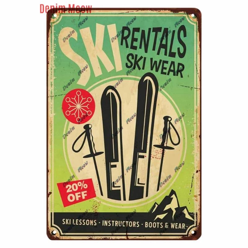 Vintage Ski Patrol Metal Poster, Retro Apres Skiing Tin Sign, Outdoor Winter Sports, Ski Team Printing Decoration, Plates, WY262