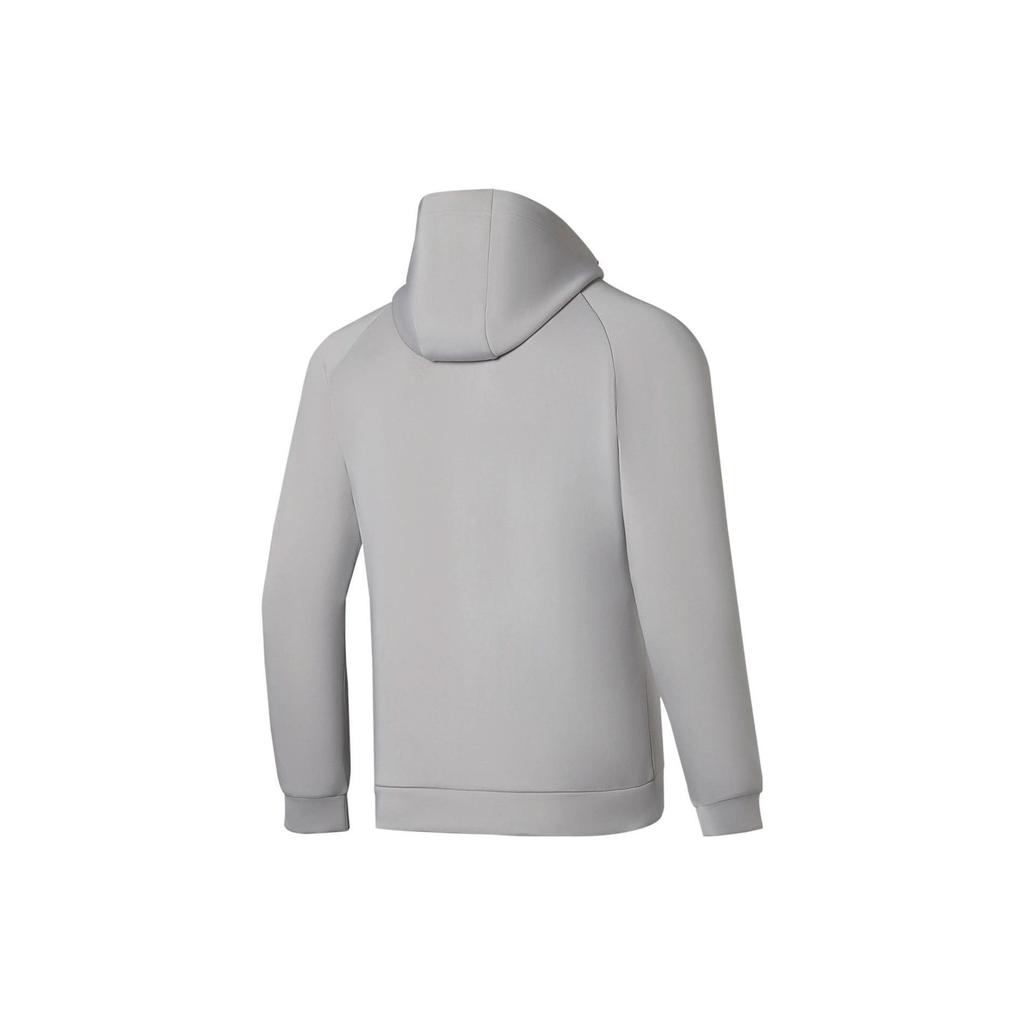 Li Ning Fitness Series Sweatshirts Men's Gray Hooded Moderate Cardigan AWDS791-4