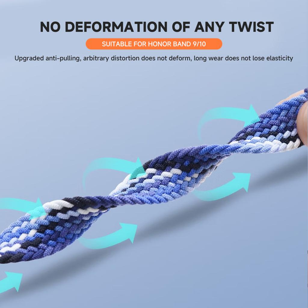 Elastic Nylon Solo Strap for Honor Band 10 Bracelet Women Men Loop Braided Wristband With Metal Clasp for Honor Band 9 Correa