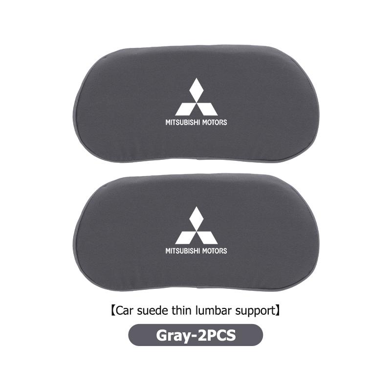 dnsh2 For Mitsubishi Car Logo Suede Seat Non-slip Back Cushion Lumbar Pad Waist Protection Mat Outlander Lancer Cross Colt Xpander