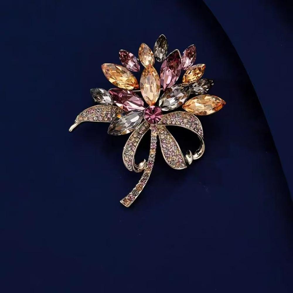 Sparkly Rhinestone Bouquet Brooches Elegant Crystal Brooch Pin Zircon Jewelry Accessory  Women