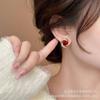 Exquisite Red Pearl Stud Earrings Women's High Sense Niche Fashion Light Luxury Earrings Women's Simple and Elegant Temperament Earrings Women