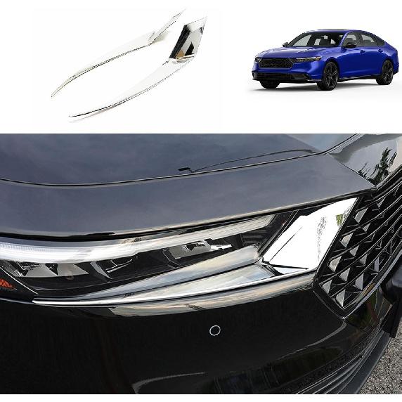 Car Accessories Compatible with Honda Accord 2023 2024 2025 Headlight Head Light Lamp Eyebrow Cover Eyelids Moulding Trims ABS 2PCS(Carbon Fiber