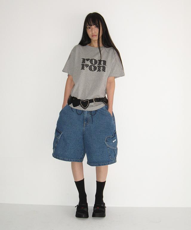 RONRON Dot Logo Basic Fit T Shirt Gray