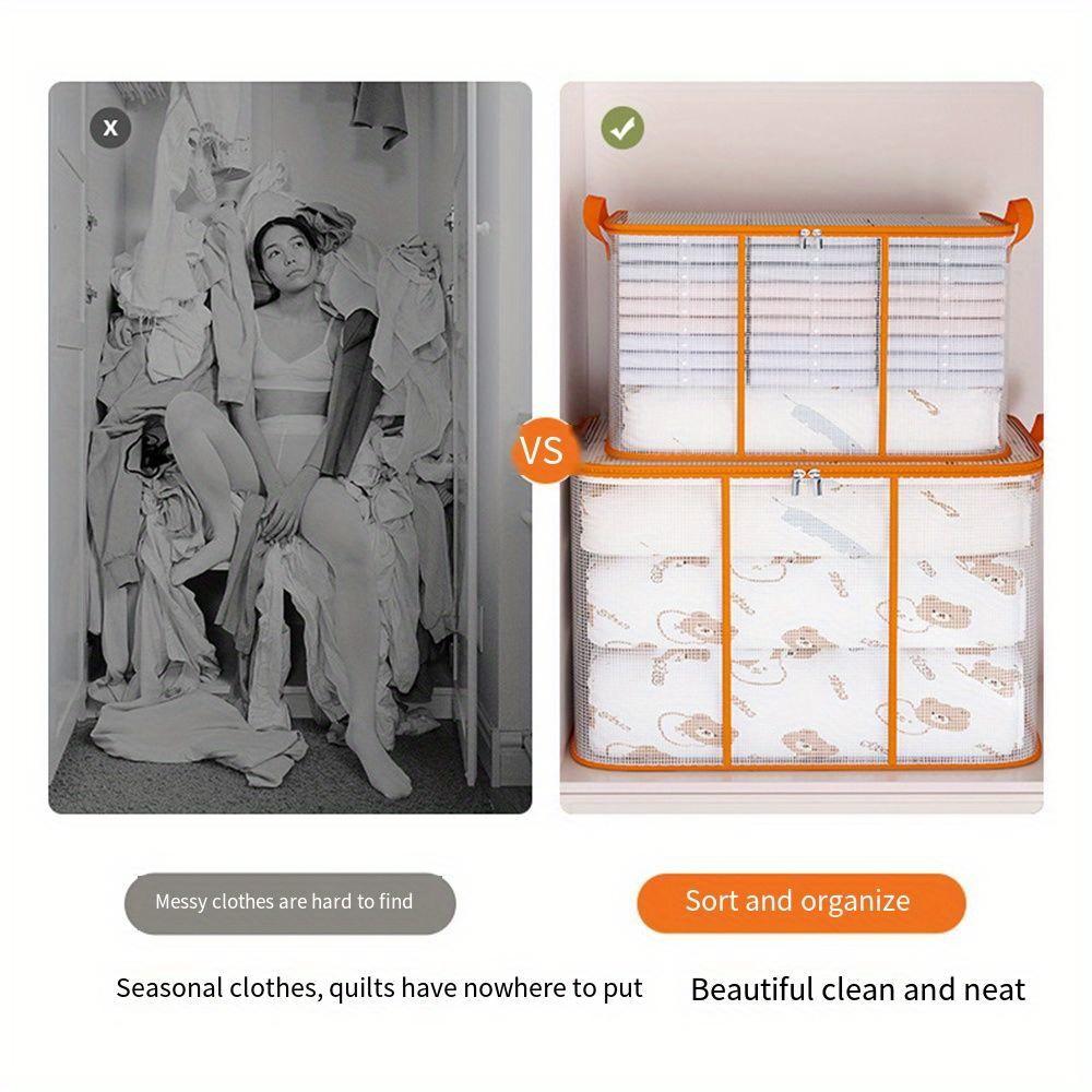 Large Capacity Foldable Storage Bag Transparent Zippered PVC Quilts Storage Bag Moisture Proof Dust-proof Closet Organizer Home