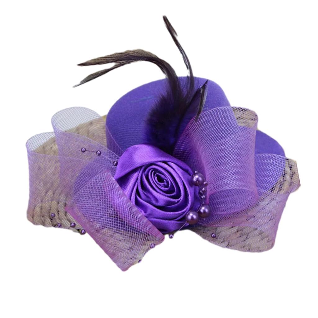 Vintage Bridal Hair Clip with Yarn Decor Top Hat Shape Stage Performances Hairpin Vintage Hair Clip for Taking Photo