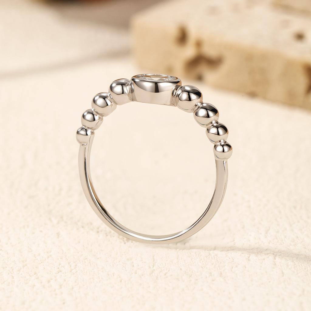 MODIAN 0.5Ct VVS1 Moissanite Rings 925 Silver Fashion Stackable Finger Ring For Women Wedding Anniversary Jewelry