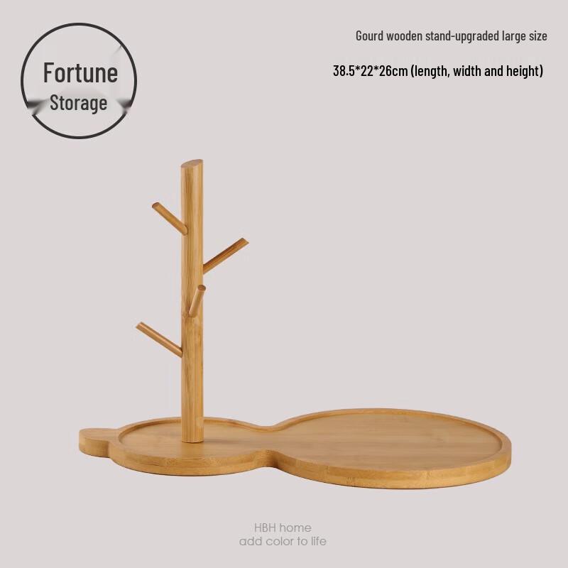 

YIXI Large Wooden Gourd Key & Candy Tray Ornament