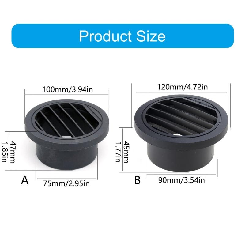Round Heater Air Outlet Grille for Parking Heater Repair, Black Plastic Louvered Outlet Piece for Car Truck Use