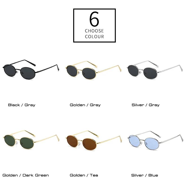 New Retro Small Oval Metal Frame Women Sunglasses UV400 Men Punk Sun Glasses