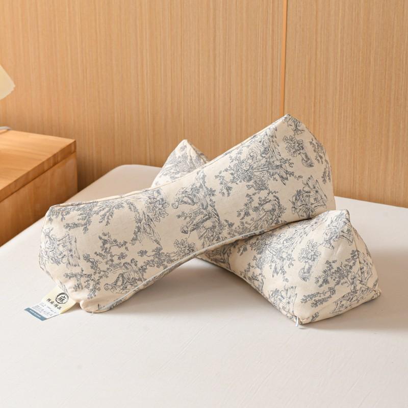 Cotton Linen Buckwheat Pillow Neck Support Triangle Shape Ergonomic Sleeping Adult Home Bedding