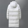 Mens Long Down Coat Over-the-Knee Winter Outdoor Windproof Hooded Jacket Youth Fashion