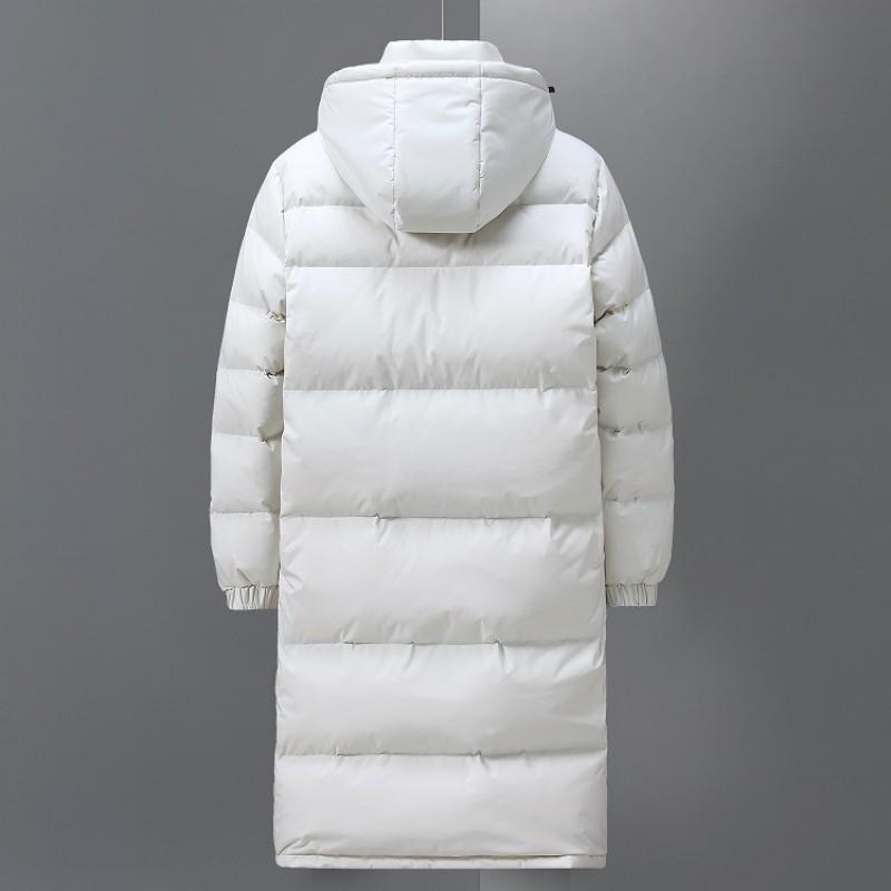 Mens Long Down Coat Over-the-Knee Winter Outdoor Windproof Hooded Jacket Youth Fashion