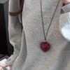 Chunky Swollen Heart Pendant Necklace Birthday Present Large Heart Necklace Charm Stylish Women's Neck Chain Accessory