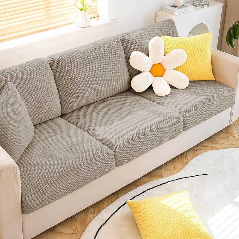 

New Jacquard Sofa Seat Covers Stretch Sofa Couch Cover For Living Room Sofa Cushion Cover Protector Removable Washable Slipcover Plus Size M верблюд