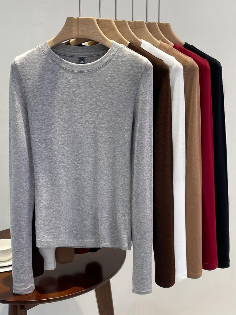 Women's White Mask Tencel Lyocell Wool Long Sleeve Slimming Base Layer Top - 2025 Autumn/Winter Collection