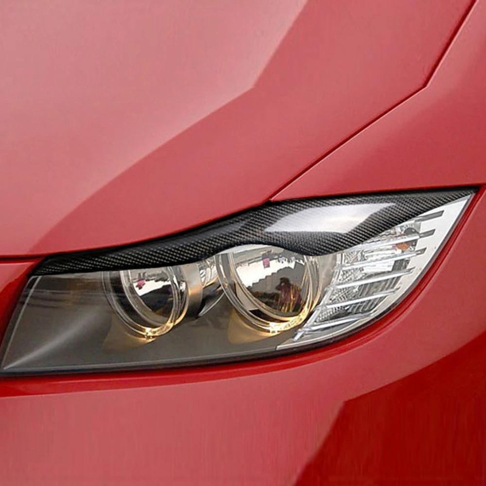 1Pair Real Carbon Fiber Headlight Eyebrow Eyelid Cover For BMW 3 Series E90 E91 2006 2007 2008 2009 2010 2011 Car