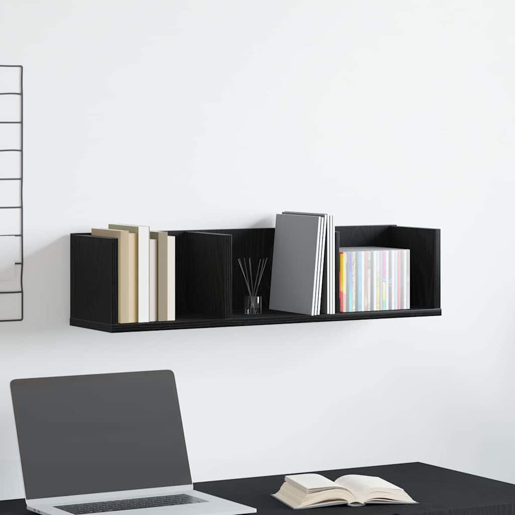 Wall Shelf Black Oak Effect 75 x 18 x 18 cm Wood Based Material